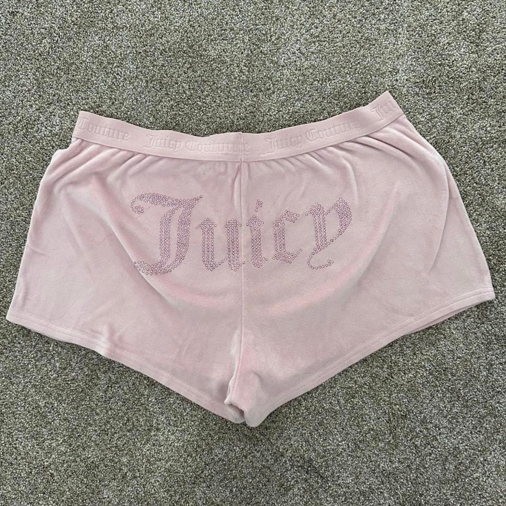 Juicy Couture Pink‎ Velour Rhinestone Logo Sleep Shorts Womens XL Loungewear